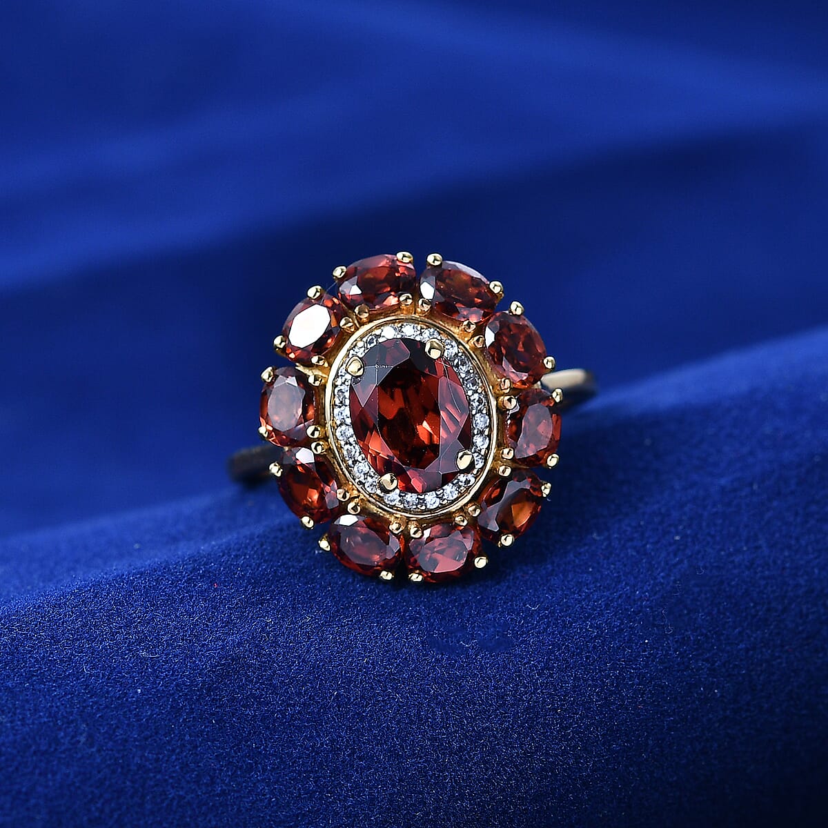 D'Joy AAA Red Zircon and White Zircon 4.90 ctw Ring in 18K Vermeil Yellow Gold Over Sterling Silver (Size 7.0) image number 1