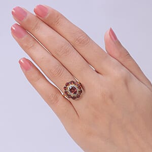D'Joy AAA Red Zircon and White Zircon 4.90 ctw Ring in 18K Vermeil Yellow Gold Over Sterling Silver (Size 7.0)