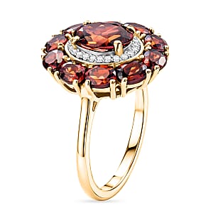 D'Joy AAA Red Zircon and White Zircon 4.90 ctw Ring in 18K Vermeil Yellow Gold Over Sterling Silver (Size 7.0)