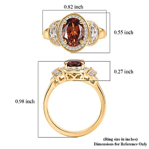 D'Joy AAA Red Zircon and White Zircon 3.35 ctw Royal Ruby Oval Ring in 18K Vermeil Yellow Gold Over Sterling Silver (Size 10.0)