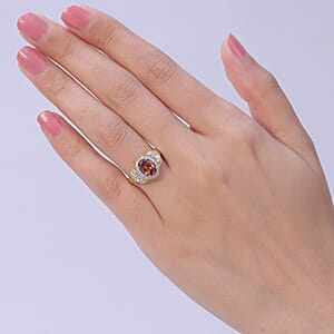 D'Joy AAA Red Zircon and White Zircon 3.35 ctw Royal Ruby Oval Ring in 18K Vermeil Yellow Gold Over Sterling Silver (Size 6.0)