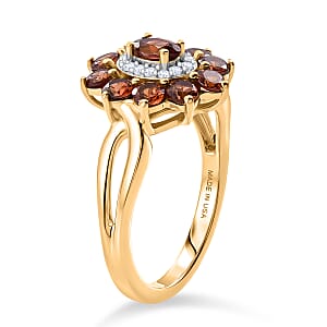 D'Joy AAA Red Zircon and White Zircon 2.25 ctw Ring in 18K Vermeil Yellow Gold Over Sterling Silver (Size 7.0)