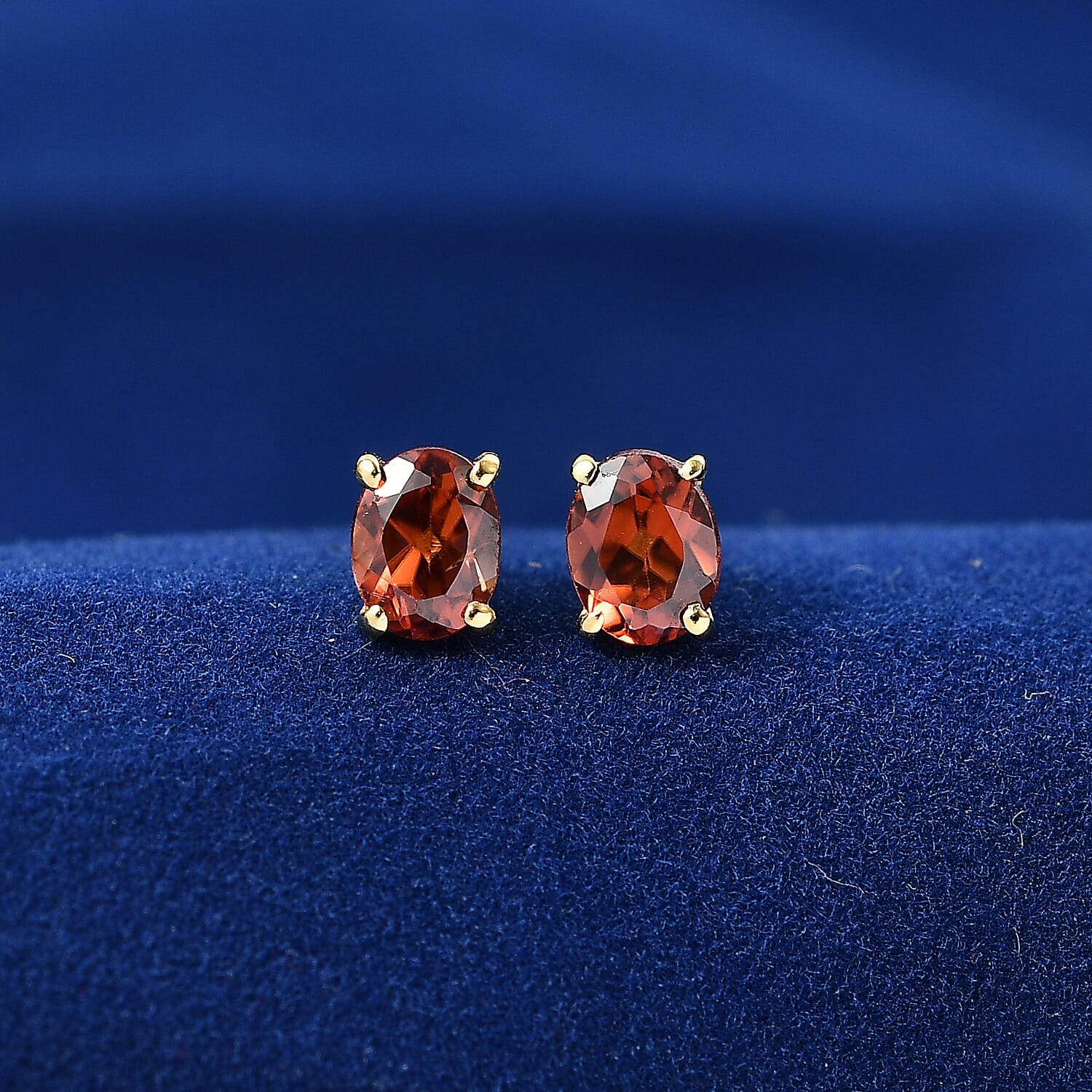 D'Joy AAA Red Zircon 1.10 ctw Studs Elegance Earrings in 18K Vermeil Yellow Gold Over Sterling Silver