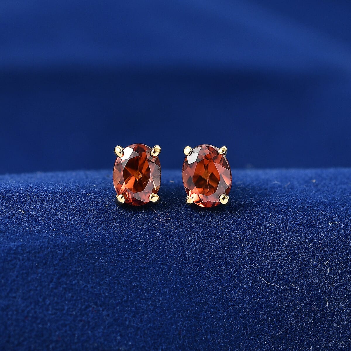 D'Joy AAA Red Zircon 1.10 ctw Stud Earrings in 18K Vermeil Yellow Gold Over Sterling Silver image number 1