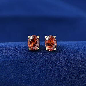 D'Joy AAA Red Zircon 1.10 ctw Stud Earrings in 18K Vermeil Yellow Gold Over Sterling Silver