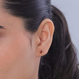 D'Joy AAA Red Zircon 1.10 ctw Stud Earrings in 18K Vermeil Yellow Gold Over Sterling Silver