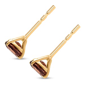 D'Joy AAA Red Zircon 1.10 ctw Stud Earrings in 18K Vermeil Yellow Gold Over Sterling Silver