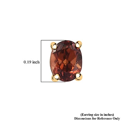 D'Joy AAA Red Zircon 1.10 ctw Studs Elegance Earrings in 18K Vermeil Yellow Gold Over Sterling Silver