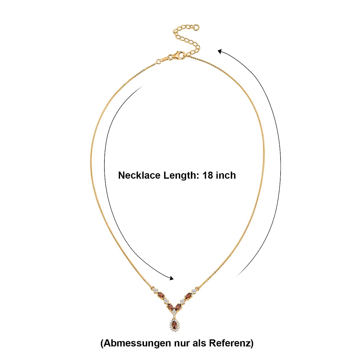 D'Joy AAA Red Zircon and White Zircon 2.30 ctw Neckalce in 18K Vermeil Yellow Gold Over Sterling Silver 18-20 Inches image number 4
