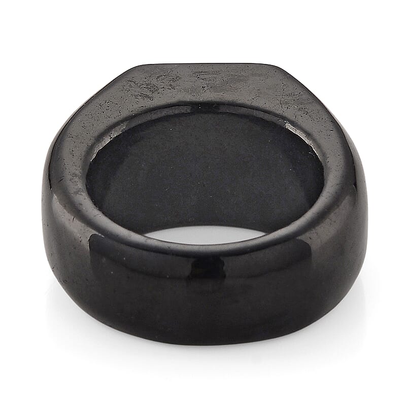 D'Joy Moissanite and Black Jade (D) 54.85 ctw Men's Ring in Rhodium Over Sterling Silver (Size 12.0)