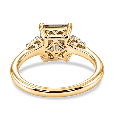 Princess Cut AAA Turkizite and Luxuriant Lab Grown Diamond G-H SI 2.25 ctw Golden Dusk Solitaire Ring in 18K Vermeil Yellow Gold Over Sterling Silver (Size 10.0)