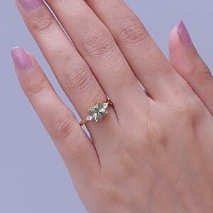 D'Joy Princess Cut AAA Turkiziteb and Lab Grown Diamond G-H SI 2.25 ctw Ring in 18K Vermeil Yellow Gold Over Sterling Silver (Size 6.0)