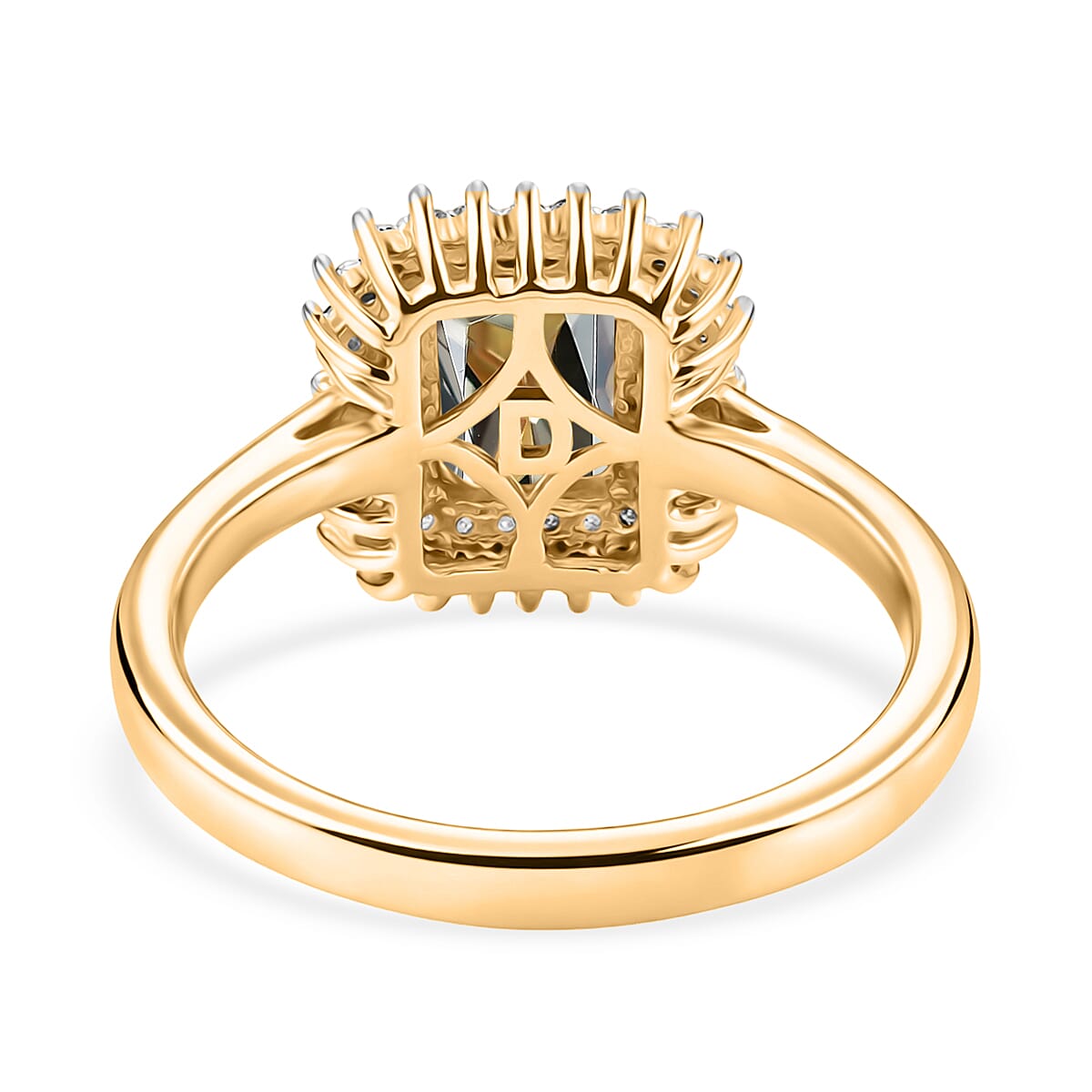D'Joy AAA Turkizite and Diamond 2.20 ctw Sunset Halo Ring in 18K Vermeil Yellow Gold Over Sterling Silver (Size 7.0)