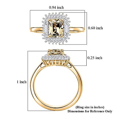D'Joy AAA Turkizite and Diamond 2.20 ctw Sunset Halo Ring in 18K Vermeil Yellow Gold Over Sterling Silver (Size 7.0)