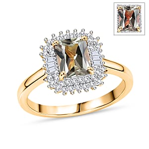 D'Joy AAA Turkizite and Diamond 2.20 ctw Ring in 18K Vermeil Yellow Gold Over Sterling Silver (Size 8.0)