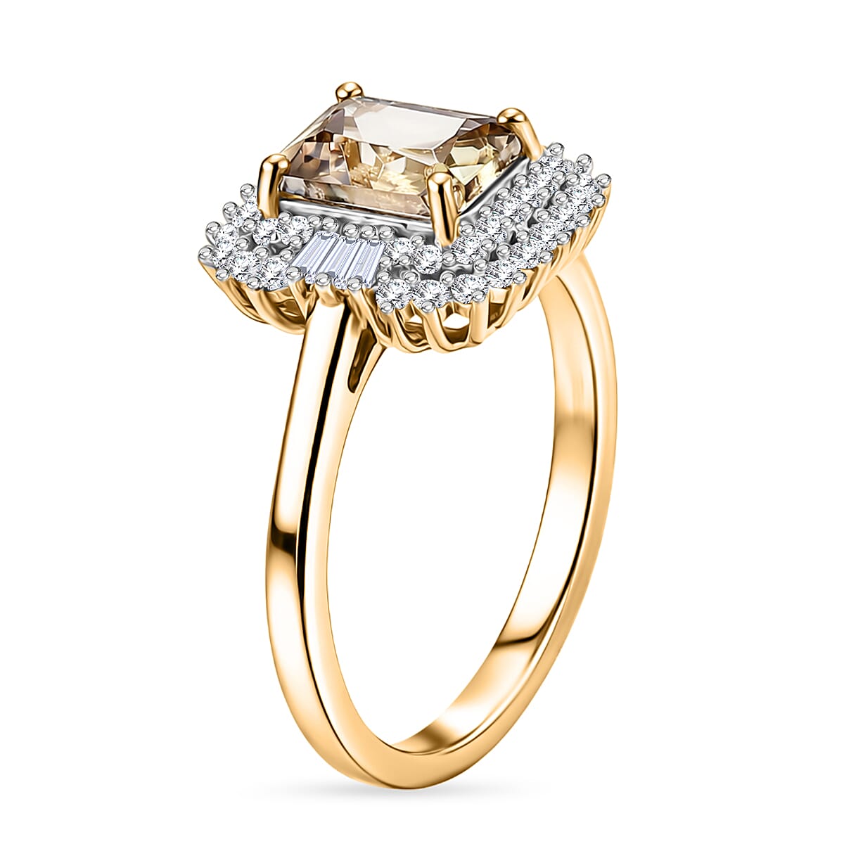 D'Joy AAA Turkizite and Diamond 2.20 ctw Ring in 18K Vermeil Yellow Gold Over Sterling Silver (Size 9.0) image number 3