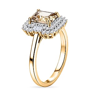 D'Joy AAA Turkizite and Diamond 2.20 ctw Ring in 18K Vermeil Yellow Gold Over Sterling Silver (Size 9.0)