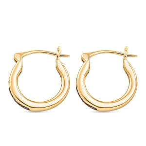D'Joy AAA Red Zircon 1.10 ctw Hoop Earrings in 18K Vermeil Yellow Gold Over Sterling Silver