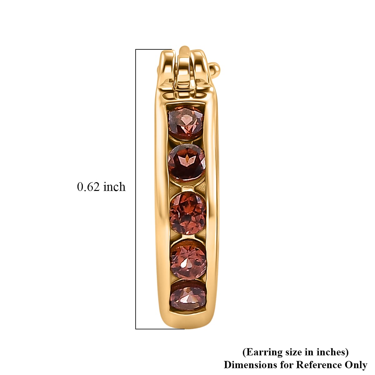 D'Joy AAA Red Zircon 1.10 ctw Regal Ruby Hoop Earrings in 18K Vermeil Yellow Gold Over Sterling Silver