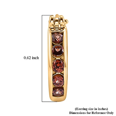 D'Joy AAA Red Zircon 1.10 ctw Regal Ruby Hoop Earrings in 18K Vermeil Yellow Gold Over Sterling Silver
