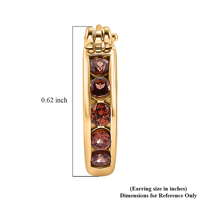 D'Joy AAA Red Zircon 1.10 ctw Regal Ruby Hoop Earrings in 18K Vermeil Yellow Gold Over Sterling Silver