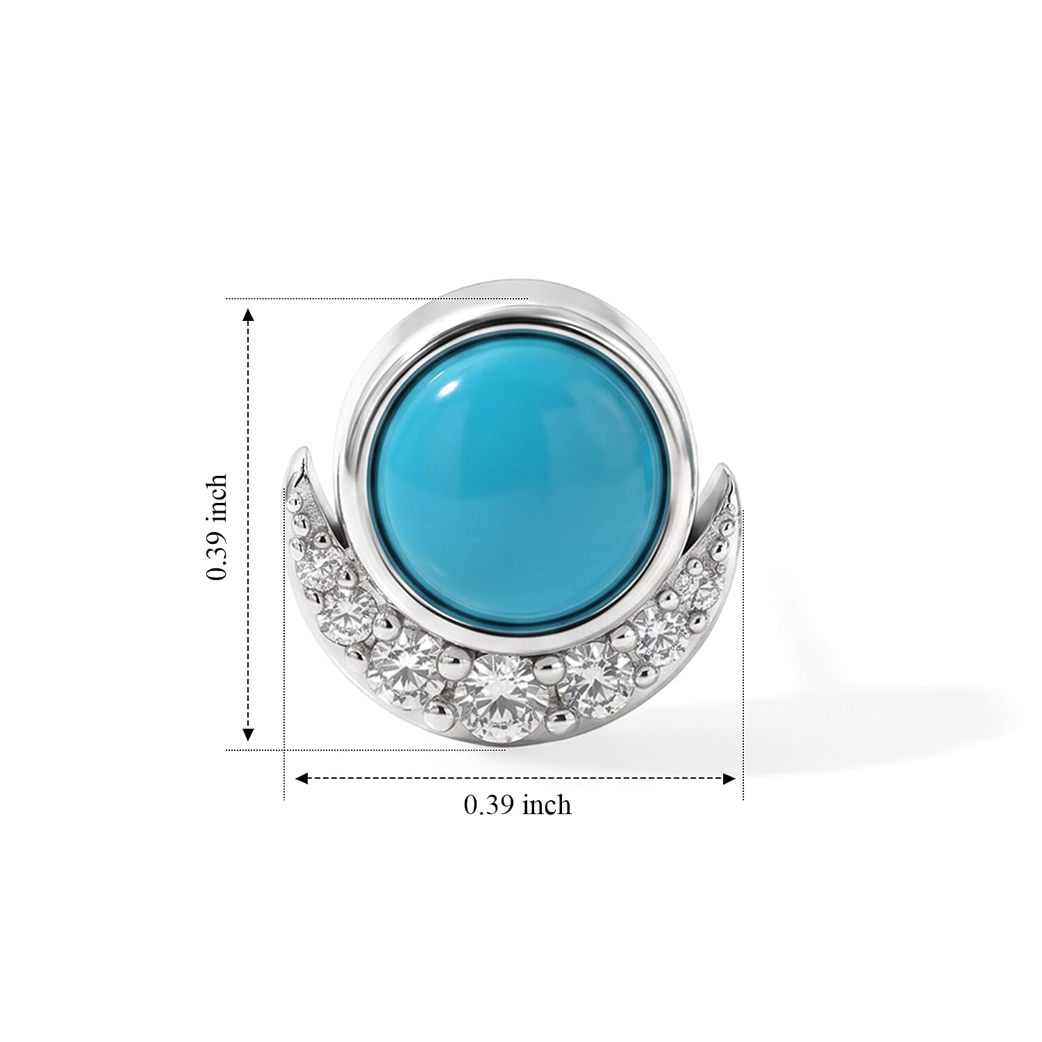 EverTrue Egyptian Turquoise and White Zircon 1.90 ctw Solitaire Stud Earrings in Platinum Bond