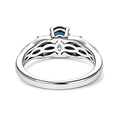 EverTrue London Blue Topaz and White Zircon 1.00 ctw Ring in Platinum Bond (Size 6)