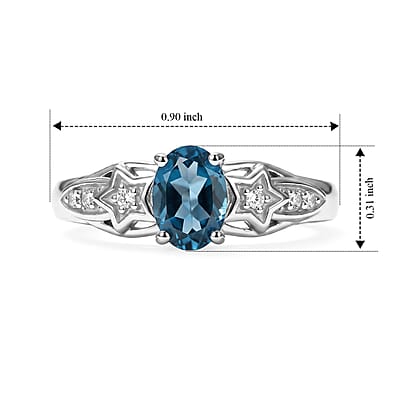 EverTrue London Blue Topaz and White Zircon 1.00 ctw Ring in Platinum Bond (Size 6)