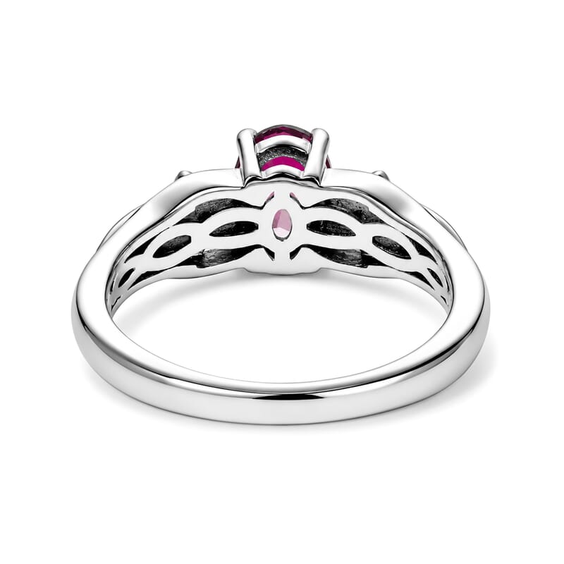 EverTrue Ilakaka Hot Pink Sapphire (FF) and White Zircon 1.10 ctw Ring in Platinum Bond (Size 6.0)