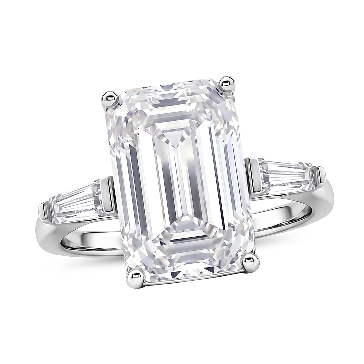 D'Joy Moissanite 10.30 ctw Ring in Rhodium Over Sterling Silver (Size 5.0)