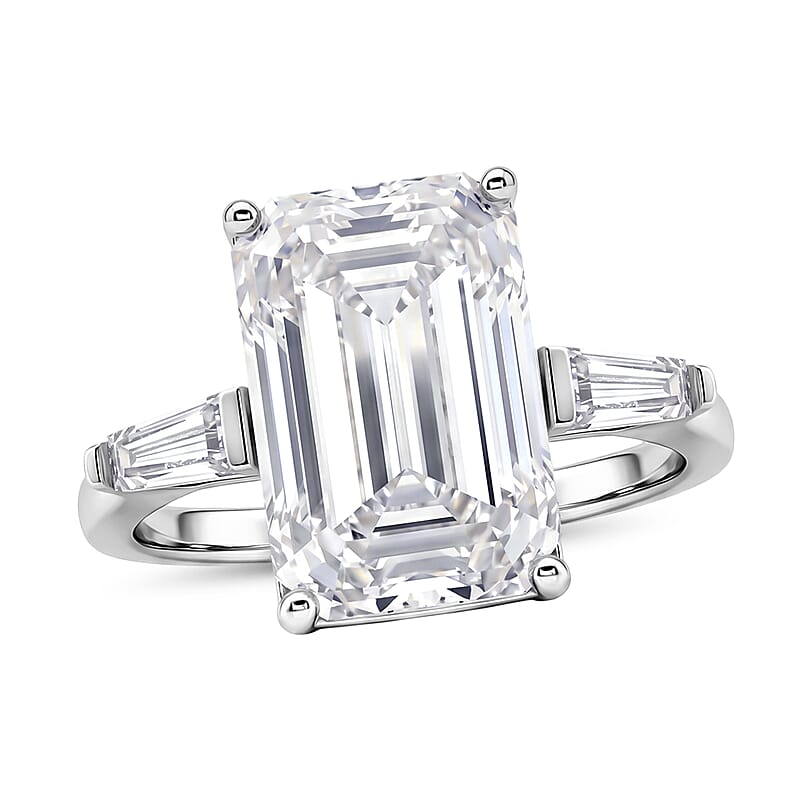 D'Joy Moissanite 10.30 ctw Ring in Rhodium Over Sterling Silver (Size 5.0)