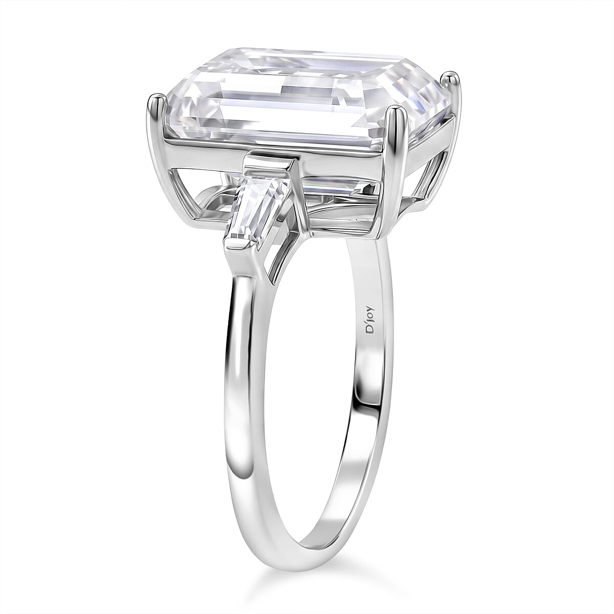 D'Joy Moissanite 10.30 ctw Ring in Rhodium Over Sterling Silver (Size 5.0)