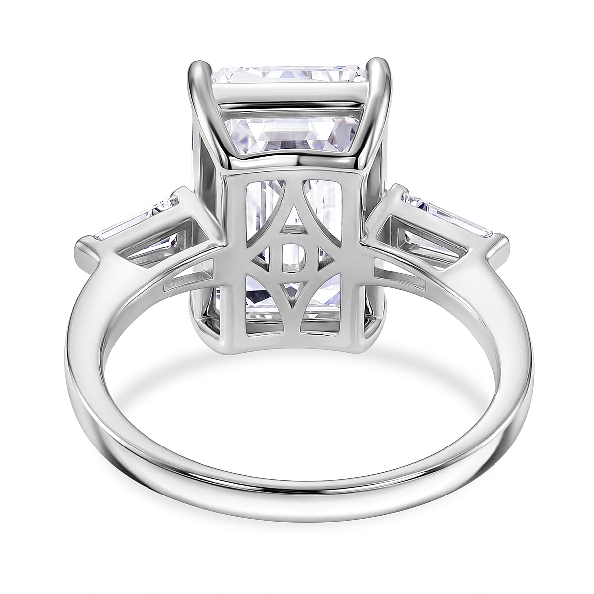 D'Joy Moissanite 10.30 ctw Ring in Rhodium Over Sterling Silver (Size 5.0)