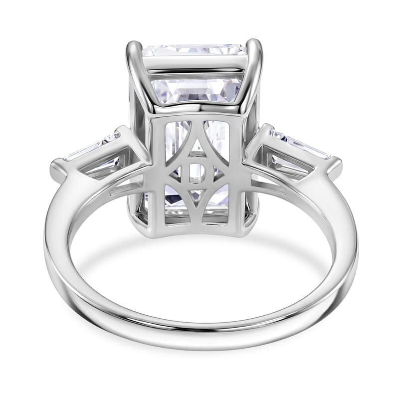 D'Joy Moissanite 10.30 ctw Ring in Rhodium Over Sterling Silver (Size 5.0)