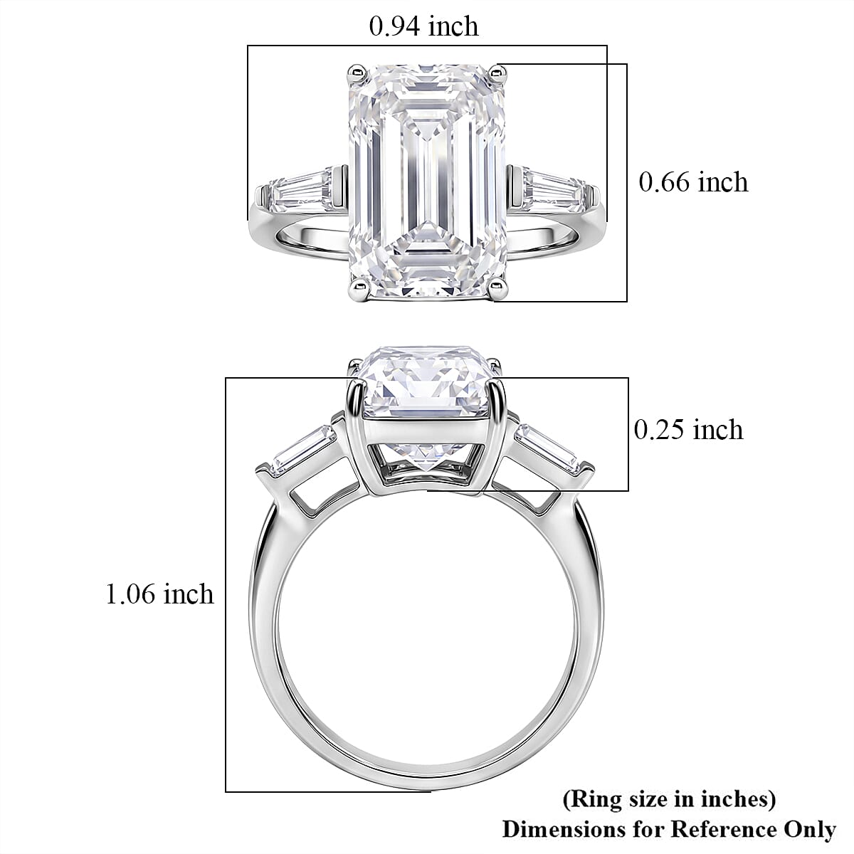 D'Joy Moissanite 10.30 ctw Ring in Rhodium Over Sterling Silver (Size 5.0)