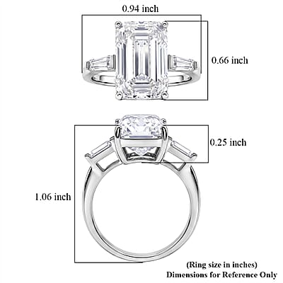 D'Joy Moissanite 10.30 ctw Ring in Rhodium Over Sterling Silver (Size 5.0)