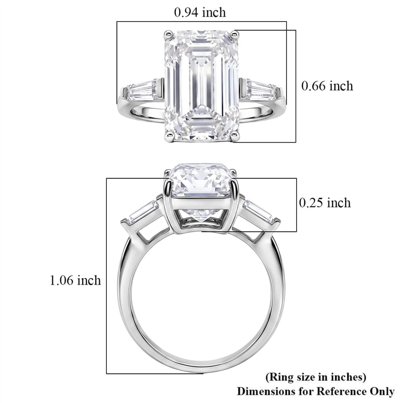 D'Joy Moissanite 10.30 ctw Ring in Rhodium Over Sterling Silver (Size 5.0)