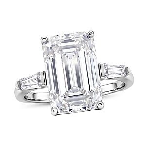 D'Joy Moissanite 10.30 ctw Ring in Rhodium Over Sterling Silver (Size 6.0)