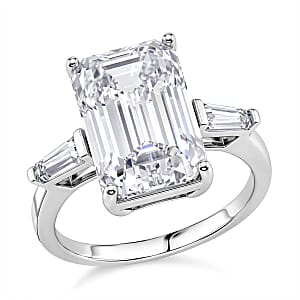 D'Joy Moissanite 10.30 ctw Ring in Rhodium Over Sterling Silver (Size 9.0)