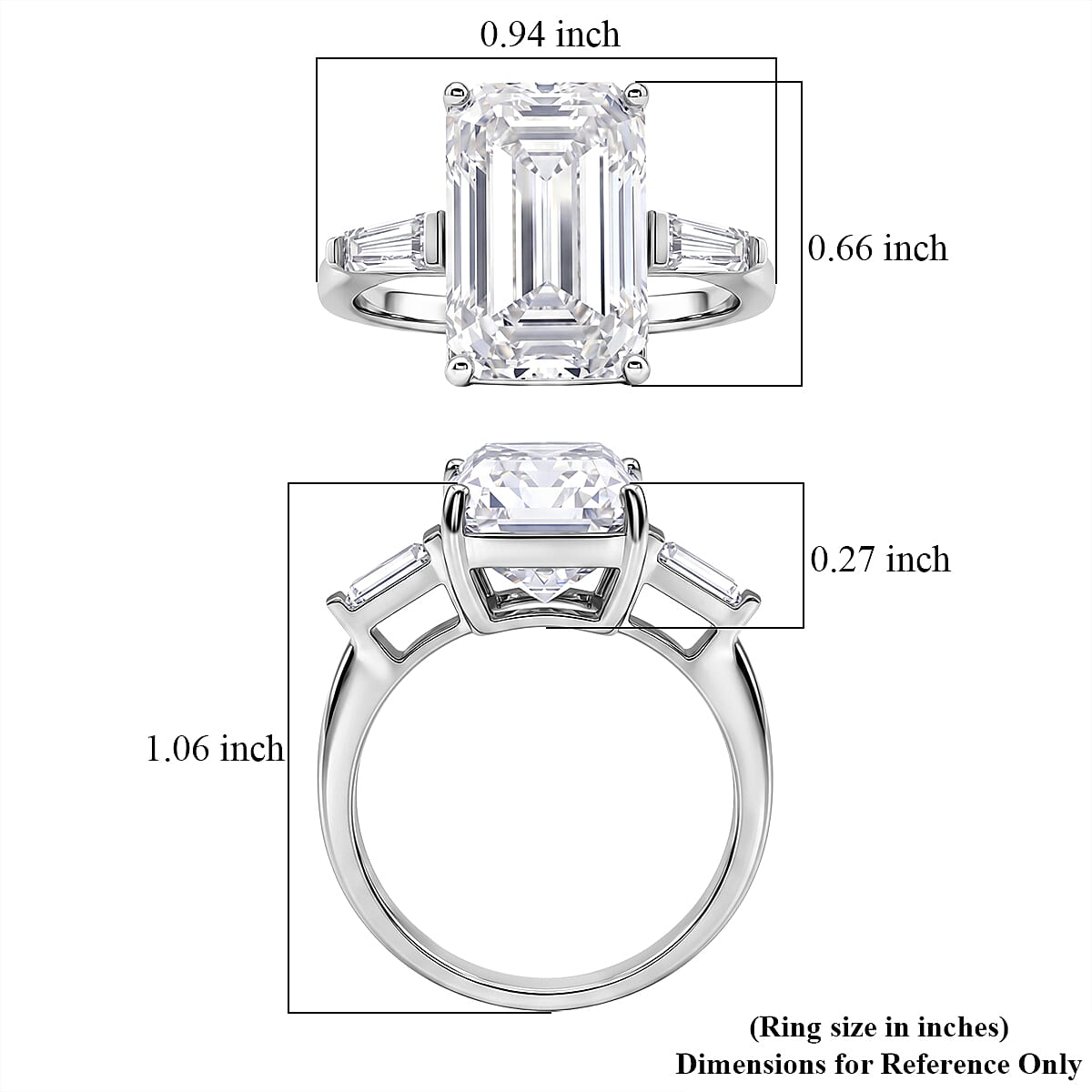 D'Joy Moissanite 10.30 ctw Ring in Rhodium Over Sterling Silver (Size 9.0) image number 5