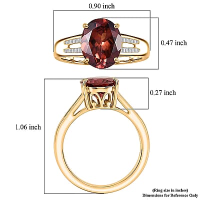 Luxoro AAA Red Zircon and Diamond I2 5.00 ctw Golden Floral Spark Ring in 10K Yellow Gold (Size  6.5)