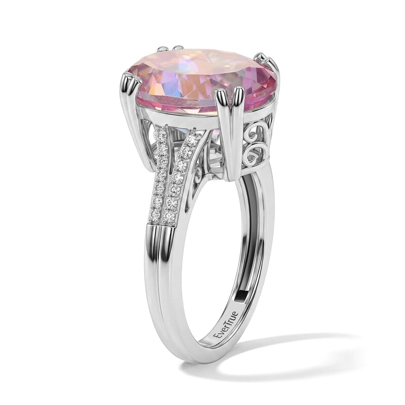 EverTrue Charisma Pink Mystic Topaz and White Zircon 7.40 ctw Ring in Platinum Bond (Size 6.0)