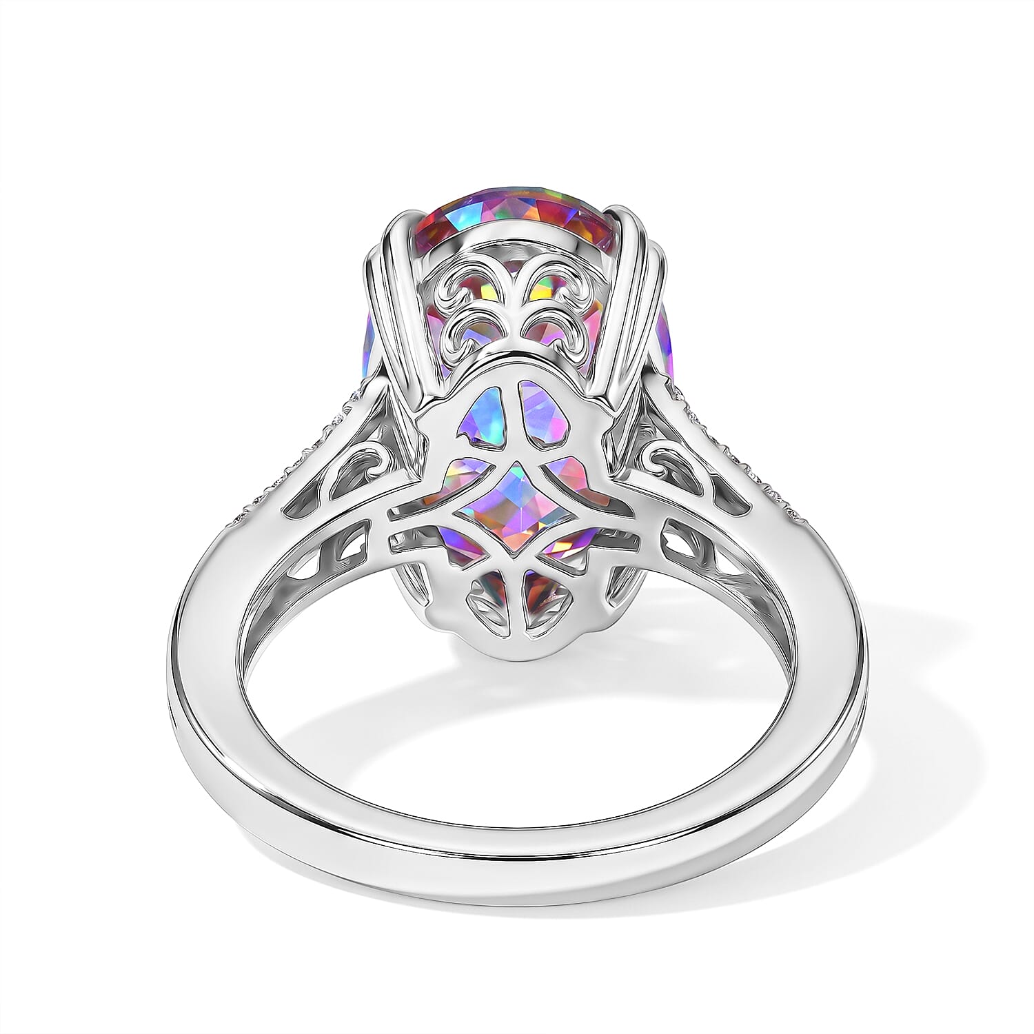 EverTrue Charisma Pink Mystic Topaz and White Zircon 7.40 ctw Ring in Platinum Bond (Size 6.0)