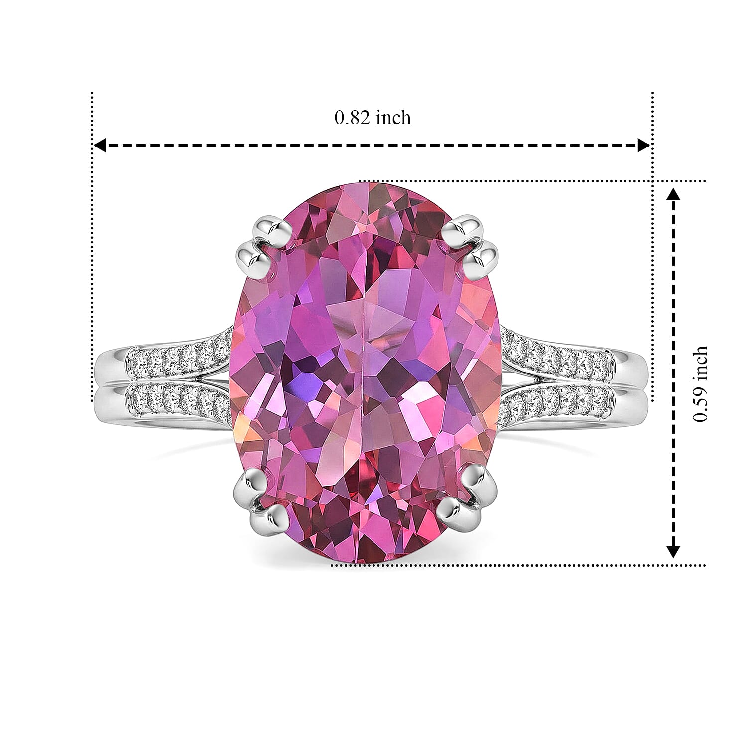 EverTrue Charisma Pink Mystic Topaz and White Zircon 7.40 ctw Ring in Platinum Bond (Size 6.0)