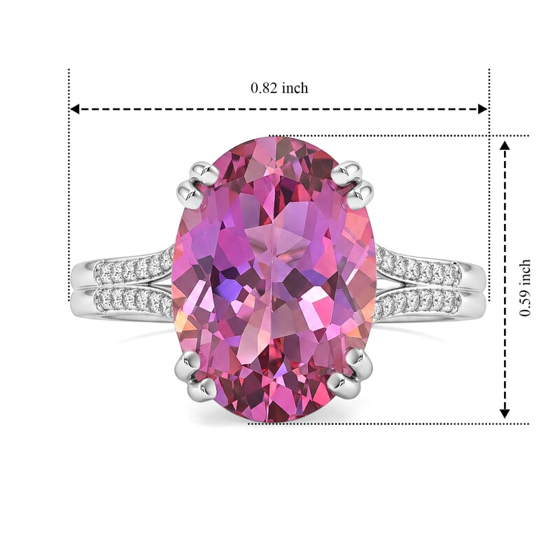 EverTrue Charisma Pink Mystic Topaz and White Zircon 7.40 ctw Ring in Platinum Bond (Size 6.0)