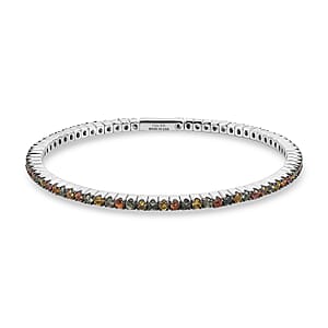 D'Joy Premium Multi Sapphire 5.50 ctw Bangle Bracelet in Rhodium Over Sterling Silver (7.25 In)