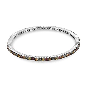 D'Joy Premium Multi Sapphire 5.50 ctw Bangle Bracelet in Rhodium Over Sterling Silver (7.25 In)