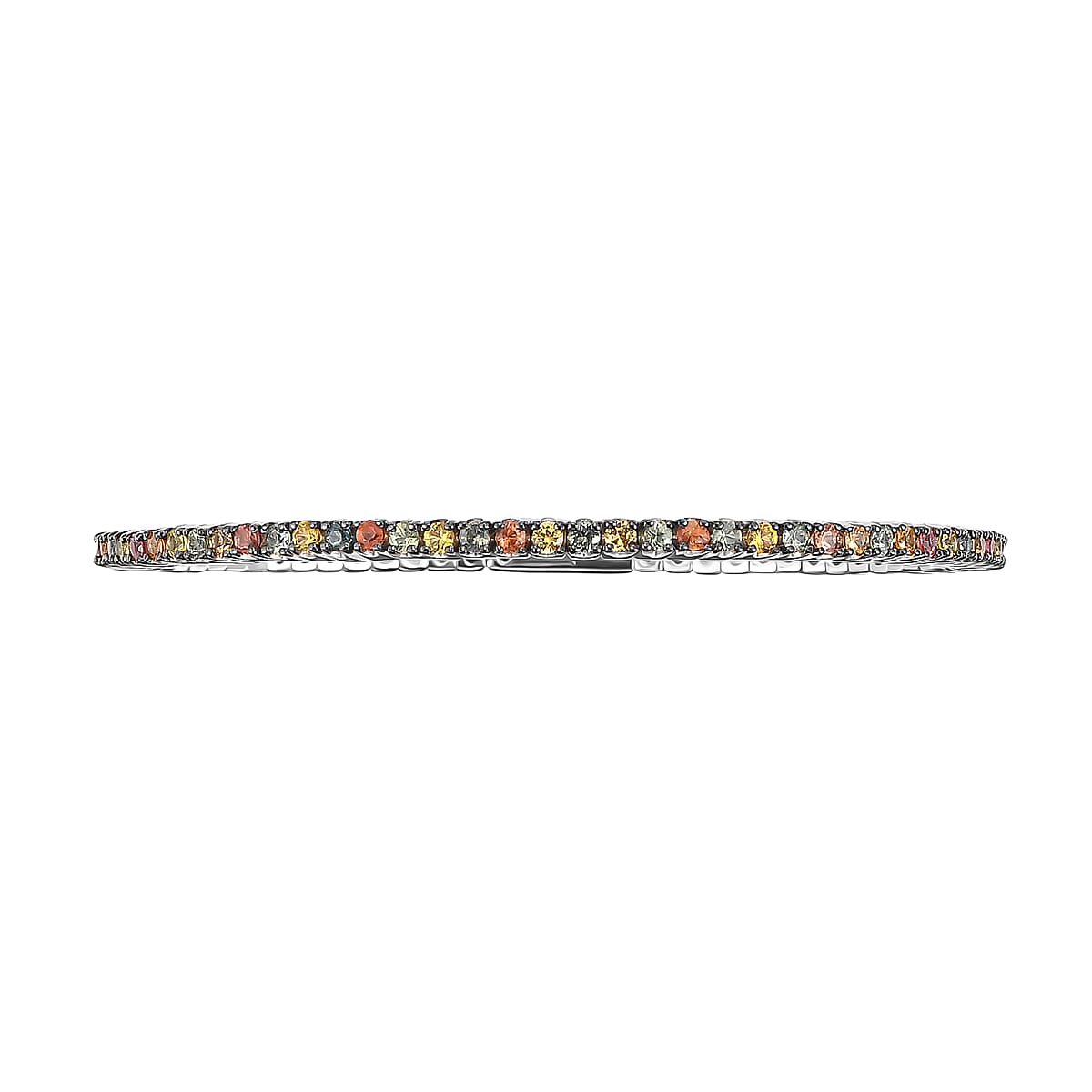 D'Joy Premium Multi Sapphire 5.50 ctw Bangle Bracelet in Rhodium Over Sterling Silver (7.25 In) image number 5