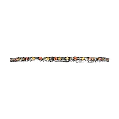 D'Joy Premium Multi Sapphire 5.50 ctw Bangle Bracelet in Rhodium Over Sterling Silver (7.25 In)