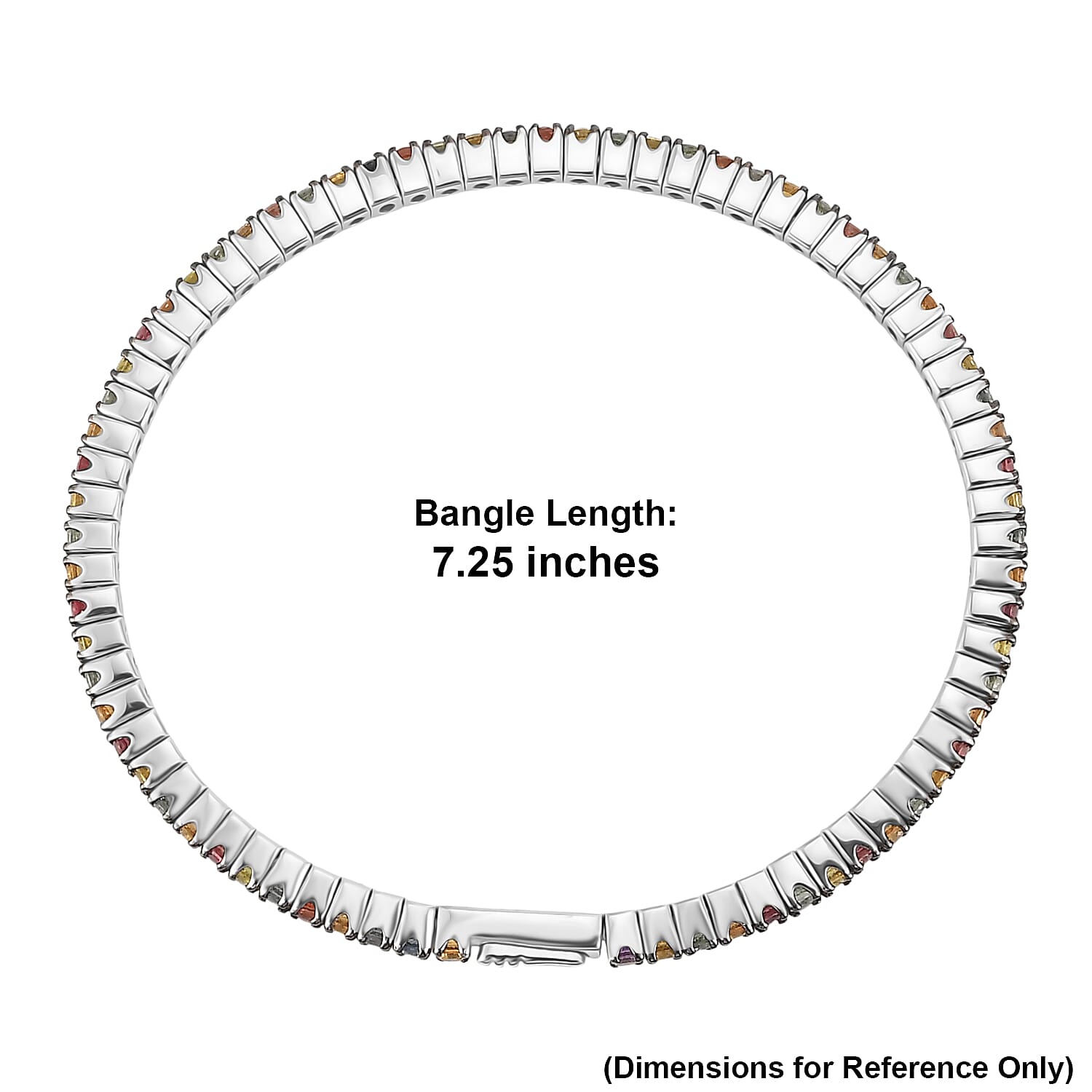 D'Joy Premium Multi Sapphire 5.50 ctw Bangle Bracelet in Rhodium Over Sterling Silver (7.25 In)